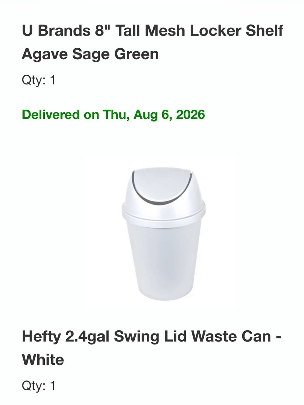 NEW 2.4 Gal White Swing Lid Waste Can - Compact Home Trash Bin